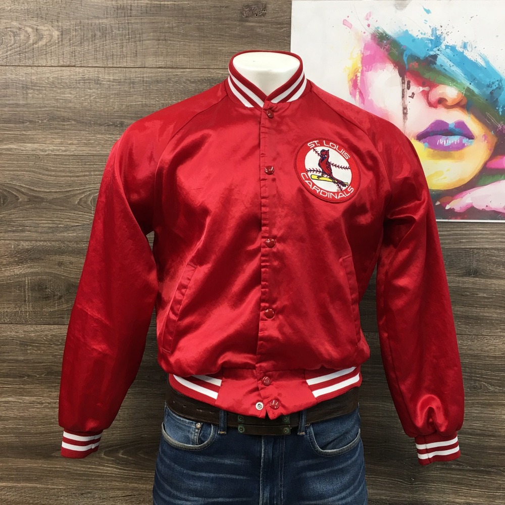 Chalk‎ Line St Louis Cardinals Satin Bomber Jacket Mens Large Red White Baseball